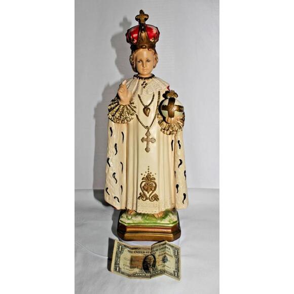 Other - Vintage Chalkware Statue Infant of Prague Jesus Religious Figurine 17.75 in Tall
